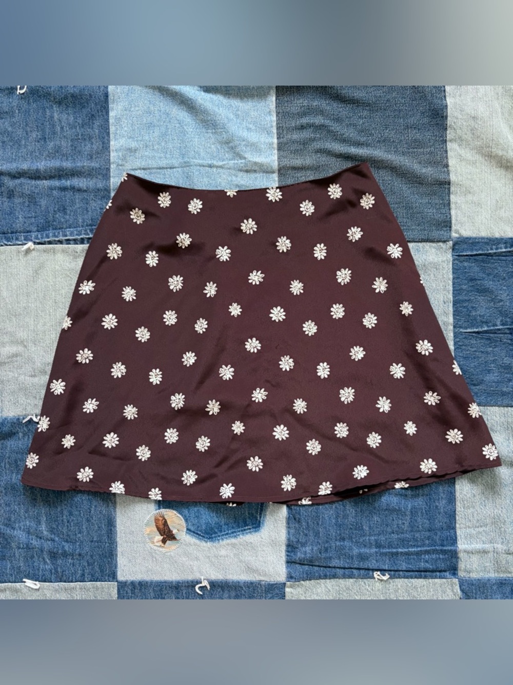 VTG Wrapper Floral Brown Mini Skirt Made in USA Ditsy Feminine 90s size 7/8